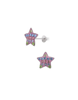 Boucles d'oreilles Étoile AÉLYS en Argent 925/1000 et Cristal bleu - AE-B6CR0057
