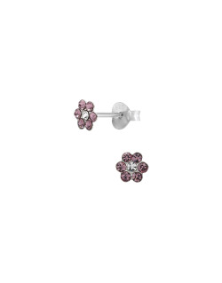 Boucles d'oreilles Fleur AÉLYS en Argent 925/1000 et Cristal violet - AE-B6CR0058