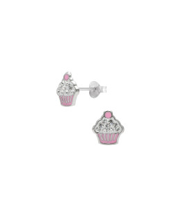 Boucles d'oreilles Cupcake AÉLYS en Argent 925/1000 et Cristal Blanc - AE-B6CR0059