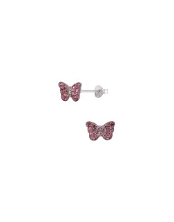 Boucles d'oreilles Papillon AÉLYS en Argent 925/1000 et Cristal rose - AE-B6CR0060