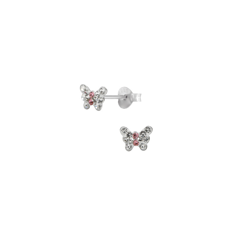 Boucles d'oreilles Papillon AÉLYS en Argent 925/1000 et Cristal Blanc - AE-B6CR0068