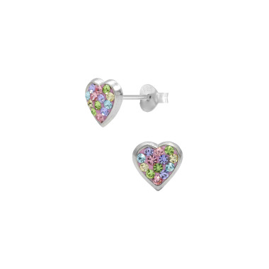 Boucles d'oreilles Cœur AÉLYS en Argent 925/1000 et Cristal rose - AE-B6CR0069