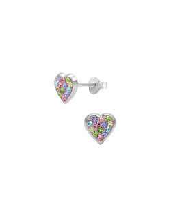 Boucles d'oreilles Cœur AÉLYS en Argent 925/1000 et Cristal rose - AE-B6CR0069