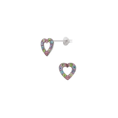 Boucles d'oreilles Cœur AÉLYS en Argent 925/1000 et Cristal rose - AE-B6CR0073