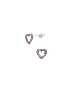 Boucles d'oreilles Cœur AÉLYS en Argent 925/1000 et Cristal rose - AE-B6CR0073