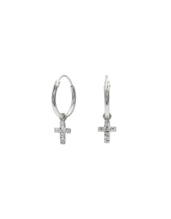 Boucles d'oreilles Croix AÉLYS en Argent 925/1000 et Cristal Blanc - AE-B6CR0080