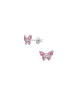 Boucles d'oreilles Papillon AÉLYS en Argent 925/1000 et Cristal rose - AE-B6CR0070