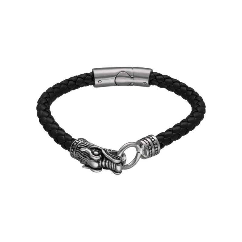 Bracelet Tête de Dragon ETIKA en Acier et Cuir - AE-BR70109