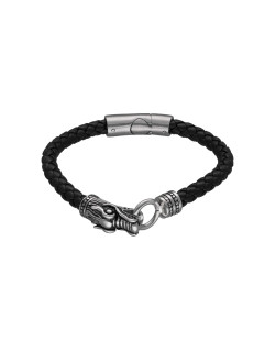 Bracelet Tête de Dragon ETIKA en Acier et Cuir - AE-BR70109