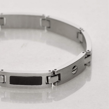 Bracelet ETIKA en Acier Gris et Plaqué Noir - AE-BR70116