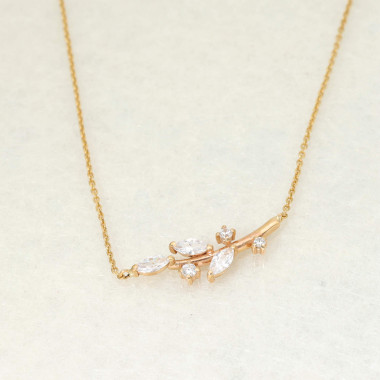 Collier Fleurs AÉLYS en Or 375/1000 et Oxydes - AE-C4OZ0012