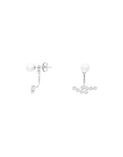 Boucles d'oreilles AÉLYS en Argent 925/1000 oxyde de zirconium et Perle synthétique - AE-B6OZ0144