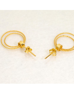 Boucles d'oreilles Cercles Torsadés AÉLYS en Argent 925/1000 Jaune  - AE-B60161