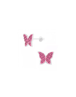 Boucles d'oreilles Papillon AÉLYS en Argent 925/1000 rose Cristal - AE-B6CR0088