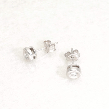 Boucles d'oreilles AÉLYS en Or 750/1000 Blanc et Diamant 0,10 carat HSI2  - AE-B3DT0004