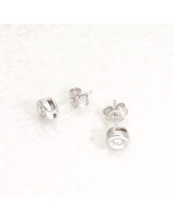 Boucles d'oreilles AÉLYS en Or 750/1000 Blanc et Diamant 0,10 carat HSI2  - AE-B3DT0004