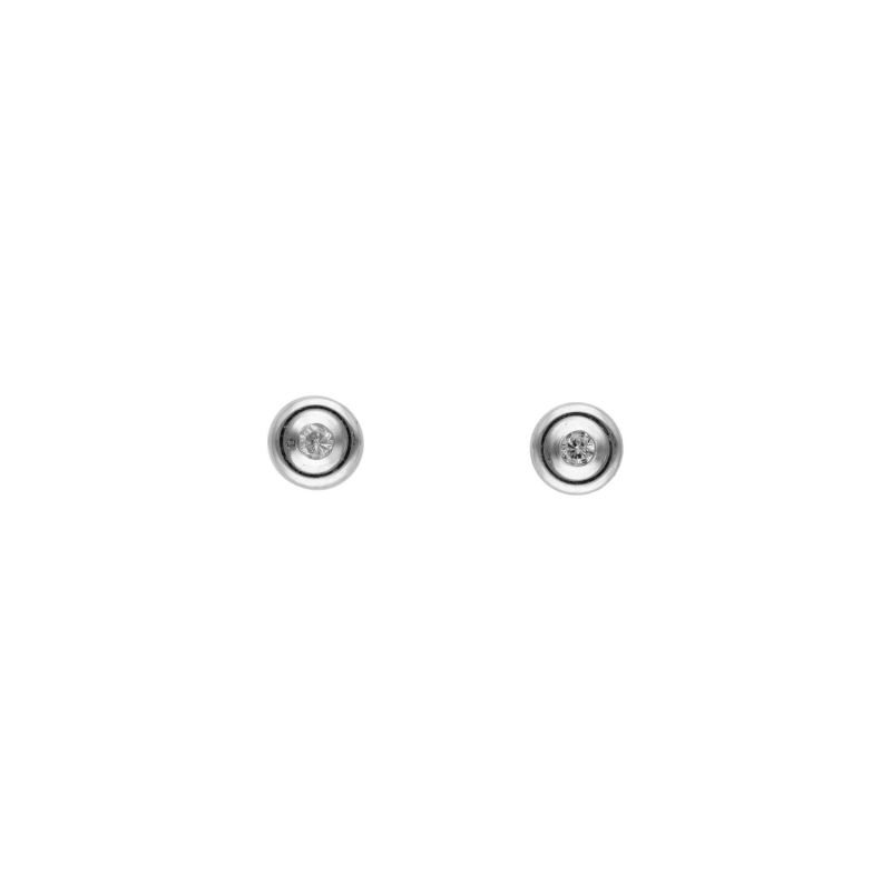Boucles d'oreilles AÉLYS en Or 375/1000 Blanc et Diamant 0,05 carat HSI2- AE-B4DT0008