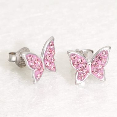 Boucles d'oreilles Papillon AÉLYS en Argent 925/1000 rose Cristal - AE-B6CR0088