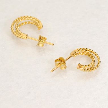 Boucles d'oreilles Demi-Créoles Torsadées AÉLYS en Argent 925/1000 Jaune- AE-B60159