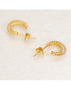 Boucles d'oreilles Demi-Créoles Torsadées AÉLYS en Argent 925/1000 Jaune- AE-B60159
