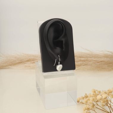 Boucles d'oreilles AÉLYS Coeur Oeil de Sainte Lucie Blanc en Argent 925/1000- AE-B60143