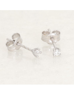 Boucles d'oreilles AÉLYS en Or 375/1000 Blanc et Diamant 0,10 carat - AE-B4DT0010