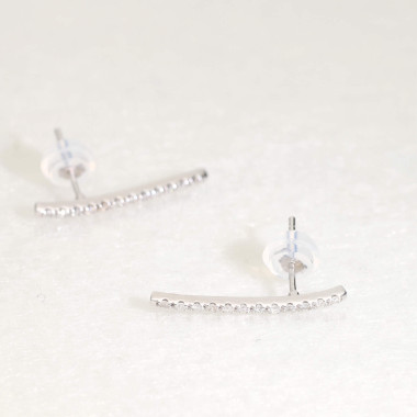 Boucles d'oreilles AÉLYS en Or 375/1000 Blanc et Diamant 0,006 carat  - AE-B4DT0012