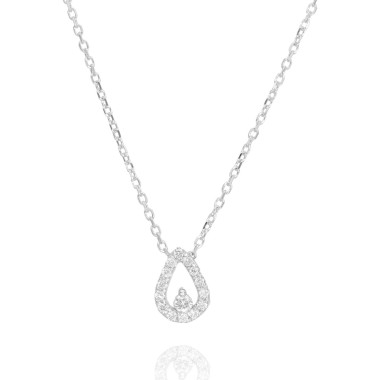 Collier AÉLYS Goutte en Or 375/1000 Blanc et Diamant 0,086 carat - AE-C4DT0009