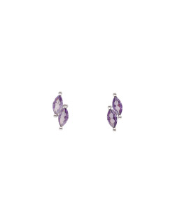 Boucles d'oreilles AÉLYS en Argent 925/1000 et Oxyde Violet - AE-B6OZ0174