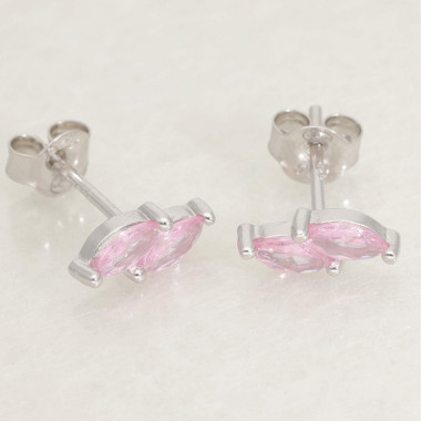 Boucles d'oreilles AÉLYS en Argent 925/1000 et Oxyde Rose - AE-B6OZ0176