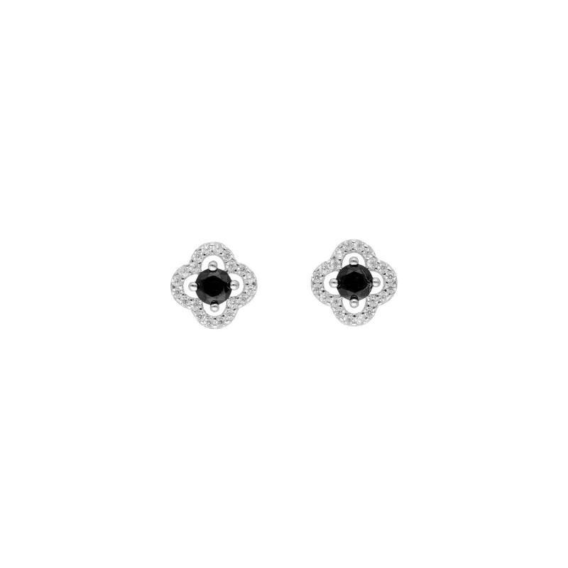 Boucles d'oreilles Trèfle AÉLYS en Argent 925/1000 et Oxyde Noir - AE-B6OZ0187
