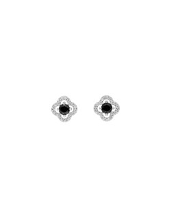Boucles d'oreilles Trèfle AÉLYS en Argent 925/1000 et Oxyde Noir - AE-B6OZ0187