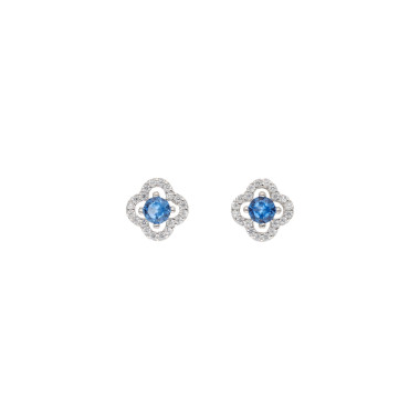 Boucles d'oreilles Trèfle AÉLYS en Argent 925/1000 et Oxyde Bleu - AE-B6OZ0188