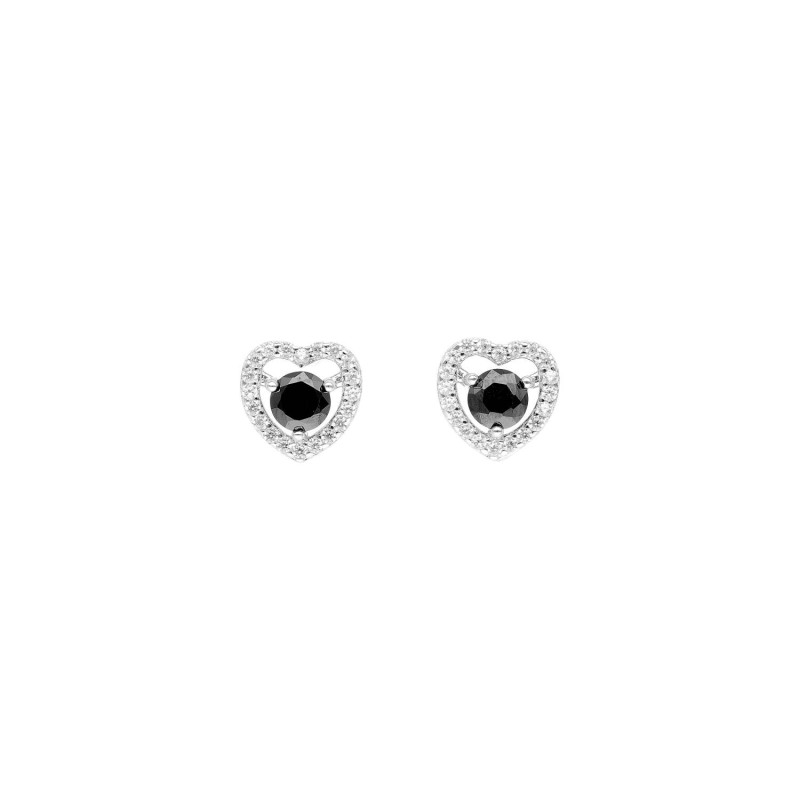 Boucles d'oreilles Cœur AÉLYS en Argent 925/1000 et Oxyde Noir - AE-B6OZ0198