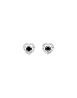Boucles d'oreilles Cœur AÉLYS en Argent 925/1000 et Oxyde Noir - AE-B6OZ0198