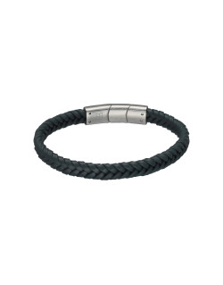Bracelet CAIRN par ETIKA en Cuir vert Tressé et Acier - AE-BR70130