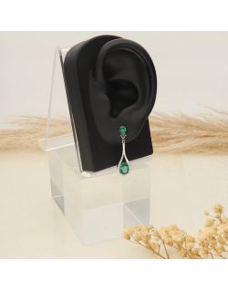 Boucles d'oreilles AÉLYS en Argent 925/1000 et Oxydes Vert et Blanc - AE-B6OZ0084