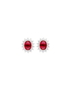 Boucles d'oreilles AÉLYS Argent 925/1000 et Oxyde de Zirconium Rouge - AE-B6OZ0200