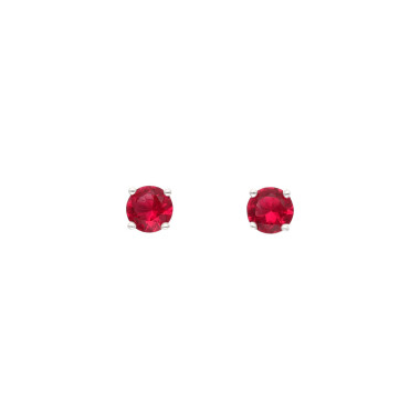 Boucles d'oreilles AÉLYS Argent 925/1000 et Oxyde de Zirconium Rouge - AE-B6OZ0203