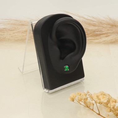 Boucles d'oreilles AÉLYS en Argent 925/1000 et Verre Vert - AE-B6OZ0207