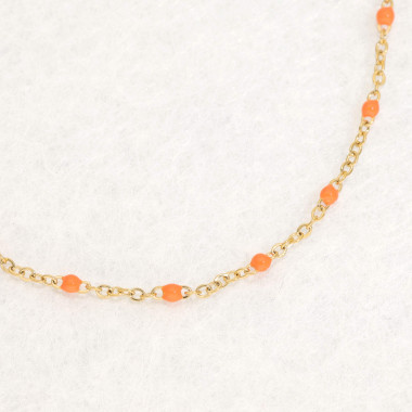 Bracelet ETIKA en Acier Jaune et Perle de Résine Orange - AE-BR7PR0008