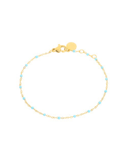 Bracelet ETIKA en Acier Jaune et Perle de Résine Turquoise - AE-BR7PR0012