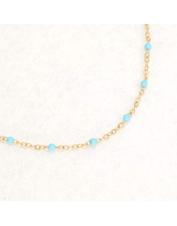 Bracelet ETIKA en Acier Jaune et Perle de Résine Turquoise - AE-BR7PR0012