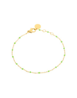 Bracelet ETIKA en Acier Jaune et Perle de Résine Verte - AE-BR7PR0013