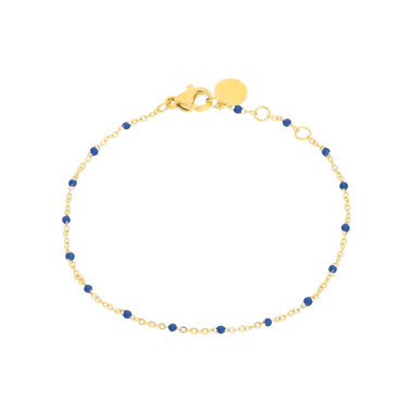 Bracelet ETIKA en Acier Jaune et Perle de Résine Bleue - AE-BR7PR0015