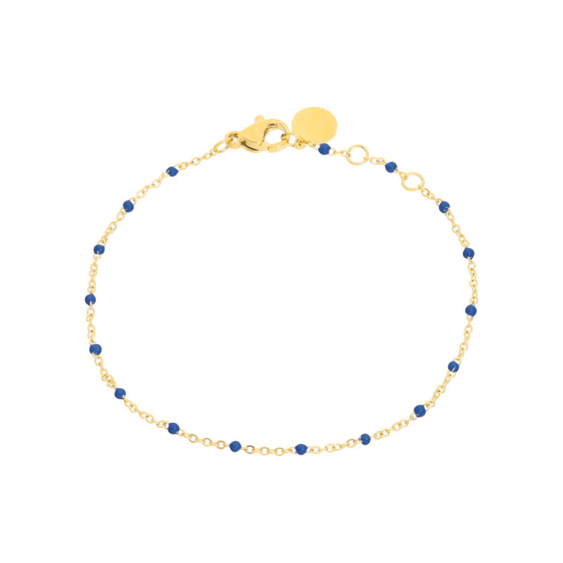 Bracelet ETIKA en Acier Jaune et Perle de Résine Bleue - AE-BR7PR0015
