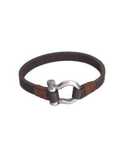 Bracelet ETIKA en Acier et Cuir Marron - AE-BR70093