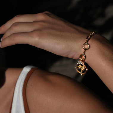 Bracelet DELSOL - HIPANEMA en Laiton Doré avec Médaille Palmier