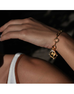 Bracelet DELSOL - HIPANEMA en Laiton Doré avec Médaille Palmier