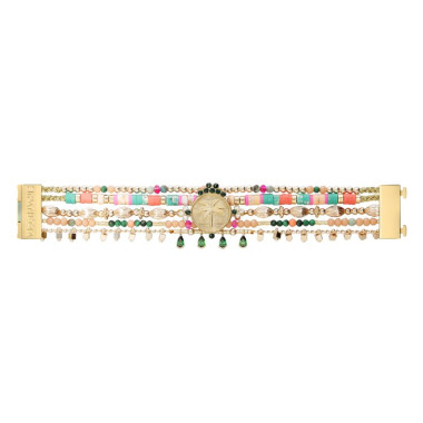 Bracelet Manchette EXOTIC - HIPANEMA Multicolore en Laiton Doré
